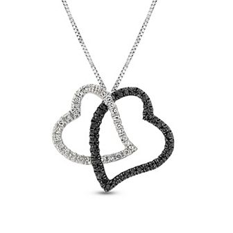 10k White Gold 1/4 Carat T.W. Diamond Black & White Pendant Necklace