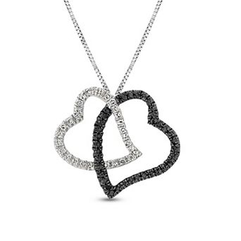 Diamaison 10k White Gold 1/4 Carat T.W. Diamond Black & White Pendant Necklace