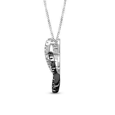 10k White Gold 1/4 Carat T.W. Diamond Black & White Pendant Necklace