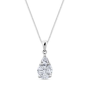 Diamaison 14k White Gold 3/4 Carat T.W. Diamond Pendant Necklace