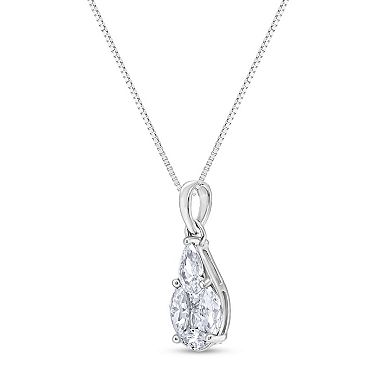 Diamaison 14k White Gold 3/4 Carat T.W. Diamond Pendant Necklace