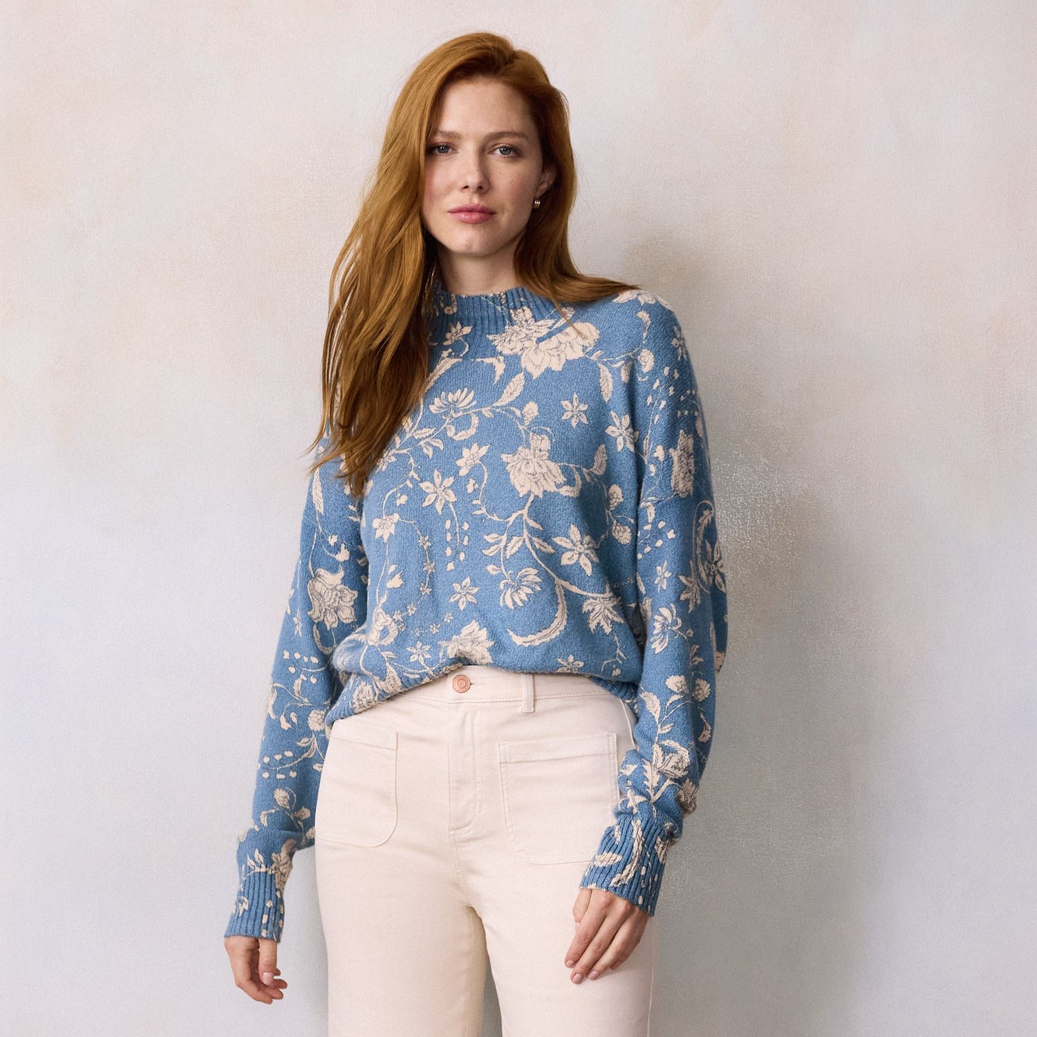 Женский свитер LC Lauren Conrad Mockneck Pullover, цвет: Синий