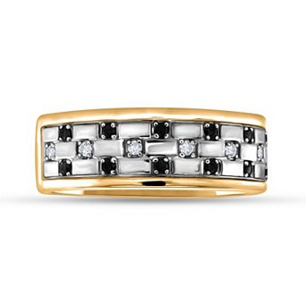Diamaison Men's 14k Gold 1/4 Carat T.W. Black & White Diamond Ring