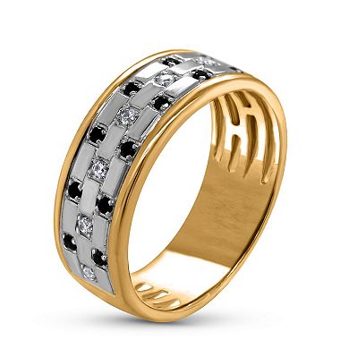 Diamaison Men's 14k Gold 1/4 Carat T.W. Black & White Diamond Ring