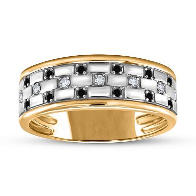 Diamaison Men's 14k Gold 1/4 Carat T.W. Black & White Diamond Ring