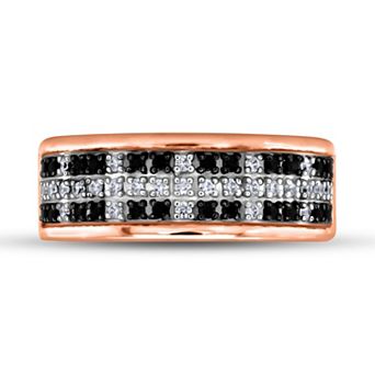 Diamaison Men's 14k Gold 1/3 Carat T.W. Black & White Diamond Checkerboard Ring