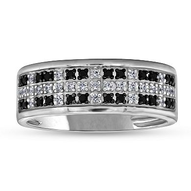 Men's 14k Gold 1/3 Carat T.W. Black & White Diamond Checkerboard Ring