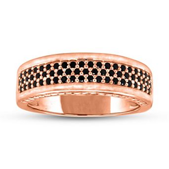 Diamaison Men's 14k Rose Gold 1/3 Carat T.W. Black Diamond Anniversary Ring