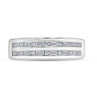 Men's 10k White Gold 1/2 Carat T.W. Diamond Double Row Ring