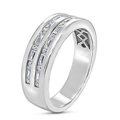 Men's 10k White Gold 1/2 Carat T.W. Diamond Double Row Ring