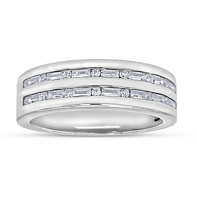 Men's 10k White Gold 1/2 Carat T.W. Diamond Double Row Ring