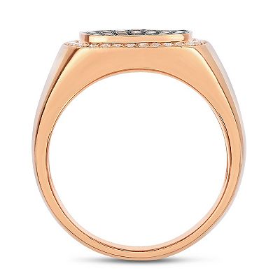 Diamaison Men's 14k Rose Gold 3/4 Carat T.W. Brown & White Diamond Ring