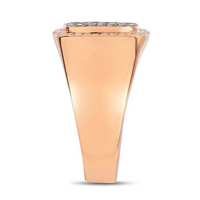 Diamaison Men's 14k Rose Gold 3/4 Carat T.W. Brown & White Diamond Ring