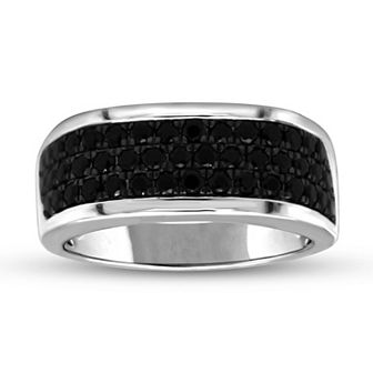 Men's 14k Gold 1 Carat T.W. Black Diamond Multi Row Ring