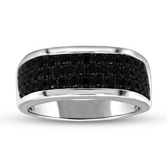 Diamaison Men's 14k Gold 1 Carat T.W. Black Diamond Multi Row Ring