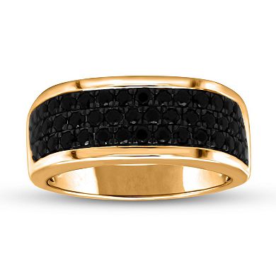 Men's 14k Gold 1 Carat T.W. Black Diamond Multi Row Ring
