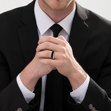 Men's 14k Gold 1 Carat T.W. Black Diamond Multi Row Ring