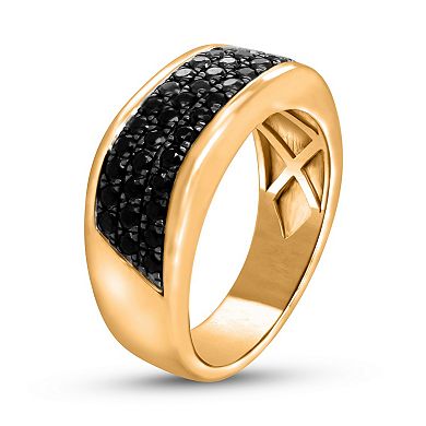 Men's 14k Gold 1 Carat T.W. Black Diamond Multi Row Ring