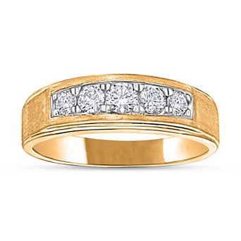 Diamaison Men's 10k Gold 1/2 Carat T.W. Diamond 5-Stone Ring