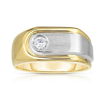 Diamaison Men's 14k Two-Tone Gold 1/5 Carat T.W. Diamond Anniversary Ring