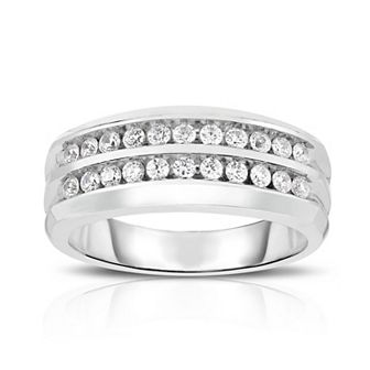 Men's 10k White Gold 3/4 Carat T.W. Diamond Wedding Band
