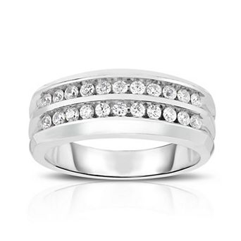 Diamaison Men's 10k White Gold 3/4 Carat T.W. Diamond Wedding Band