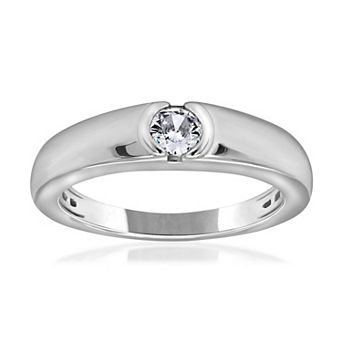 Diamaison Men's 14k White Gold 1/4 Carat T.W. Diamond Solitaire Ring