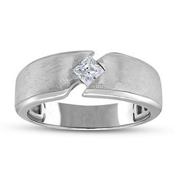 Diamaison Men's 14k White Gold 1/4 Carat T.W. Diamond Anniversary Ring