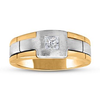 Diamaison Men's 14k Two-Tone Gold 1/3 Carat T.W. Diamond Anniversary Ring