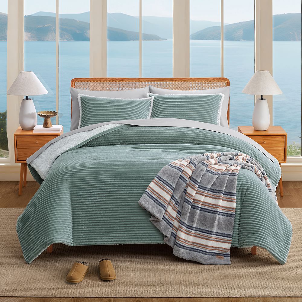 Bearpaw Marant Plush Comforter Set with Shams - Sky Gray, KING