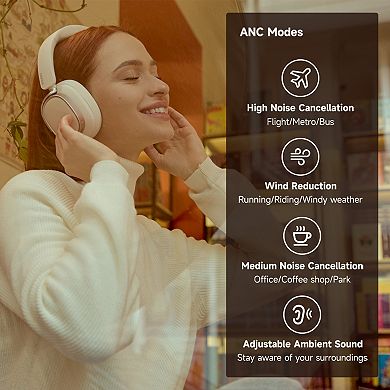 Edifier Active Noise Cancelling Headphones, Over Ear Bluetooth Headset