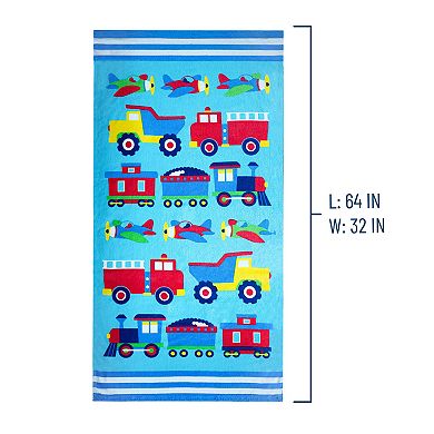 Trains, Planes & Trucks 100% Cotton Beach Towel