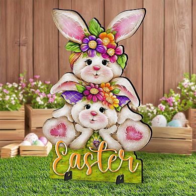 Easter Bunny Outdoor Decoration Handcrafted Spring Yard Decor - Rustic Bunny Wall Art