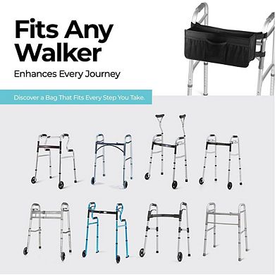 Walker Basket Bag Water Holder Accessories Easy Install for Folding Walker Foldable Storage