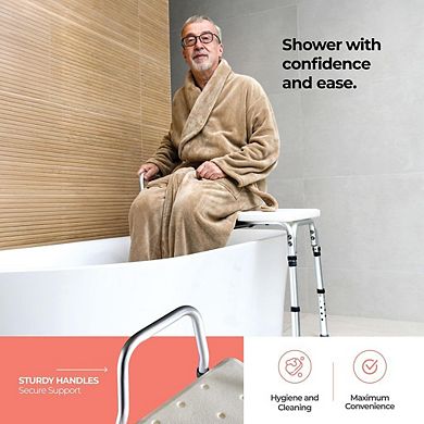 Transfer Bench for Bathtub - Adjustable Shower Chair for Elderly, Disabled, Holds Up to 400 Lbs