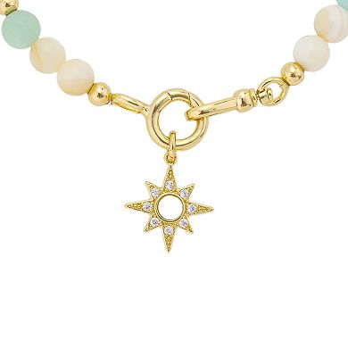 Love This Life 14k Gold Flash Plated Mother of Pearl Star Labradorite Stretch Beaded Bracelet