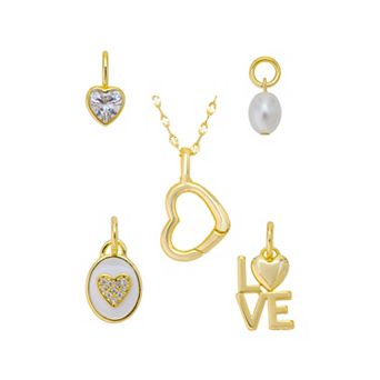 Love This Life 14k Gold Flash Plated LOVE Theme 5 pc Interchangeable Pendant Necklace Set