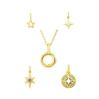 Love This Life 14k Gold Flash Plated Star Theme 5 pc Interchangeable Pendant Necklace Set