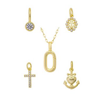 Love This Life 14k Gold Flash Plated Faith Theme 5 pc Interchangeable Pendant Necklace Set