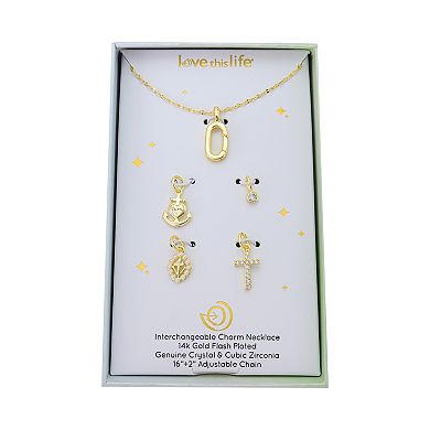 Love This Life 14k Gold Flash Plated Faith Theme 5-Piece Interchangeable Pendant Necklace Set