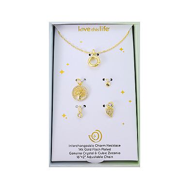 Love This Life 14k Gold Flash Plated Heart Theme 5-Piece Interchangeable Pendant Necklace Set