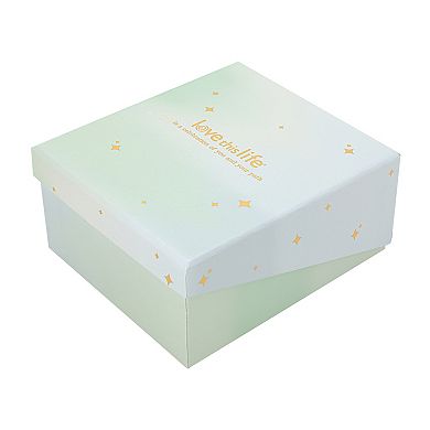 Love This Life 14k Gold Flash Plated Plain Hoops and Crystal Hoops Earrings Set