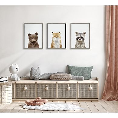 Sylvie Studio Bear, Studio Fox and Studio Raccoon Framed Canvas by Amy Peterson Art Studio