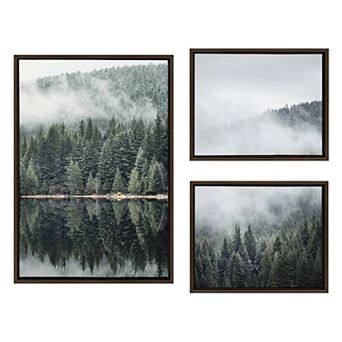 Sylvie Evergreen Reflections in Fog Framed Canvas Art Set by Emiko and Mark Franzen of F2Images