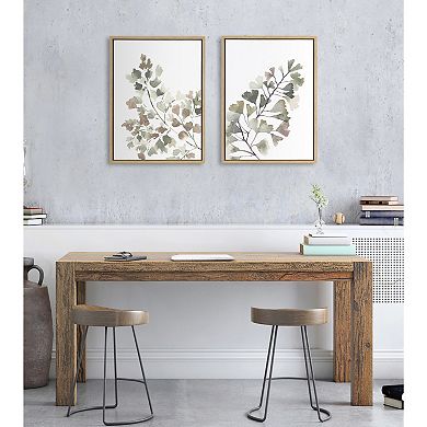 Sylvie Botanical Soft Splitfern and Botanical Soft Maiden Framed Canvas by Sara Berrenson