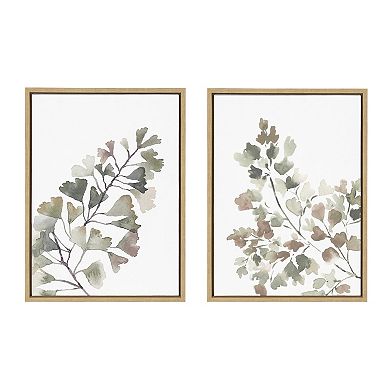 Sylvie Botanical Soft Splitfern and Botanical Soft Maiden Framed Canvas by Sara Berrenson