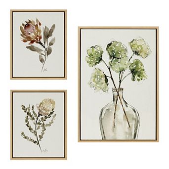 Sylvie Greenery Vase, Wild King Protea and Wild Banksia Framed Canvas Art Set by Sara Berrenson