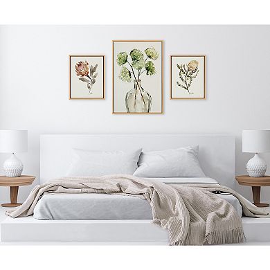 Sylvie Greenery Vase, Wild King Protea and Wild Banksia Framed Canvas Art Set by Sara Berrenson