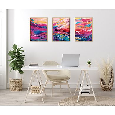 Sylvie EV Brush Strokes 90 A, B and C Framed Canvas Art Set by Jessi Raulet of Ettavee