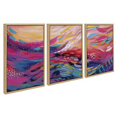 Sylvie EV Brush Strokes 90 A, B and C Framed Canvas Art Set by Jessi Raulet of Ettavee
